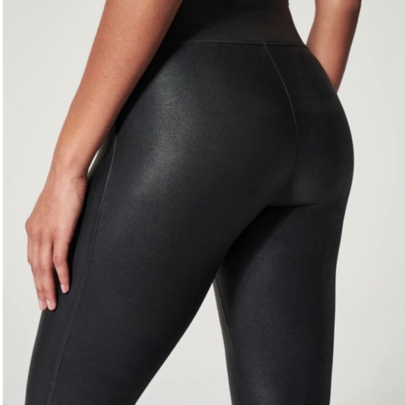 SPANX Black Faux Leather Leggings in LIKE NEW Condition US Sz L - Picture 8 of 8
